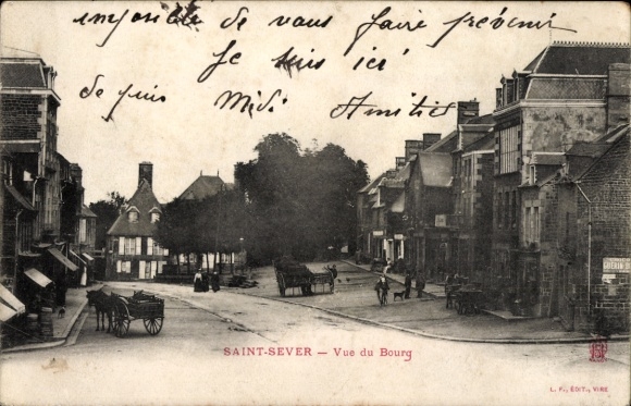 Ak Saint-Sever Calvados, Blick auf das Dorf