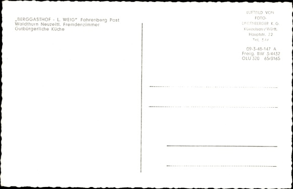 Postcard Fahrenberg Waldthurn in the Upper Palatinate, pilgrimage church