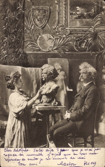Postcard sculptor at work, bust, model, coat of arms