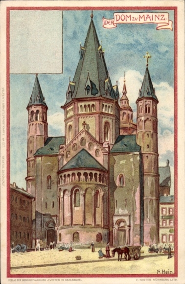 Kunstenaar litho Hein, Franz, Mainz, de Dom