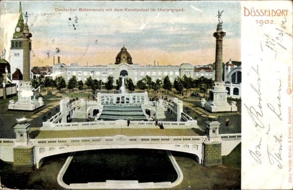 Ak Düsseldorf, handelstentoonstelling 1902, Duitse Betonvereniging, Kunstpaleis