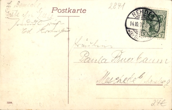 Postcard Rehden in Lower Saxony, church, dairy, Kahlings inn