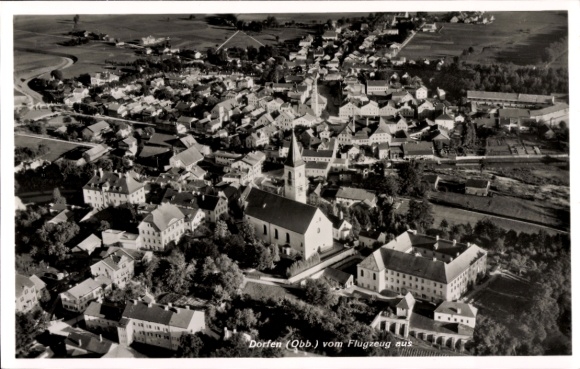 Postcard Dorfen in Upper Bavaria, aerial photograph