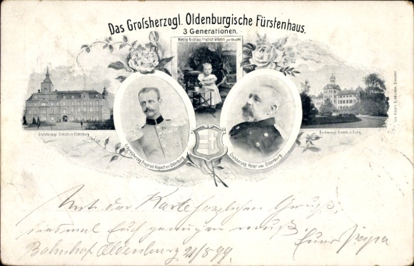 Ansichtkaart Oldenburg in het Groothertogdom Oldenburg, 3 generaties in het Oldenburgse prinselijk huis, kasteel