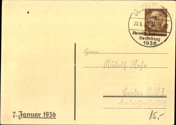 Stamps Postcard 1. Day of the stamp, founding day of the Reich Association of Philatelists