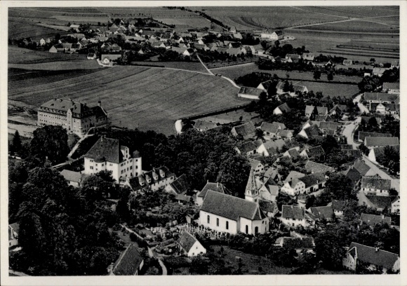 Postcard Reimlingen in Schwaben, aerial photograph