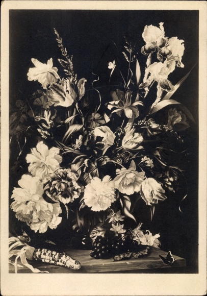 Artist PC Herbert Kampf, picture of flowers, corn, grapes, HDK