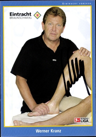 Autograph card physiotherapist Werner Kranz, Eintracht Braunschweig, autograph