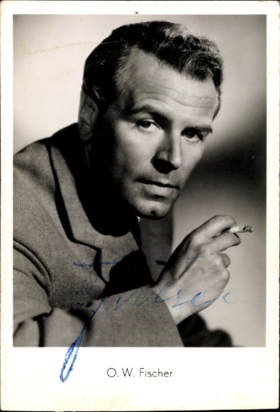 Postcard Actor OW Fischer, Portrait, Smoking Cigarette