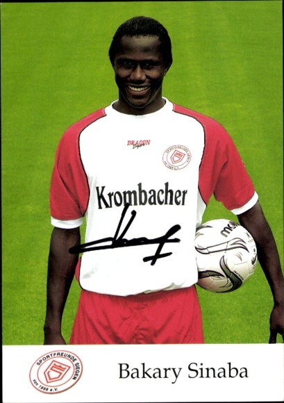 Autograph card footballer Bakary Sinaba, Sportfreunde Siegen, autograph
