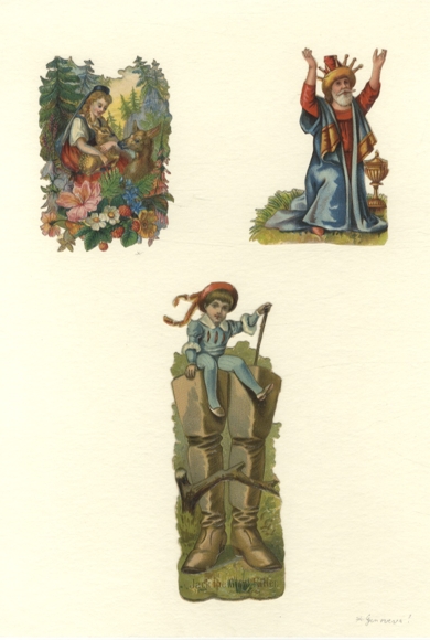 3 wafels met sprookjesfiguren uit diverse sprookjes, ca. 15 x 5 cm tot 9 x 6 cm