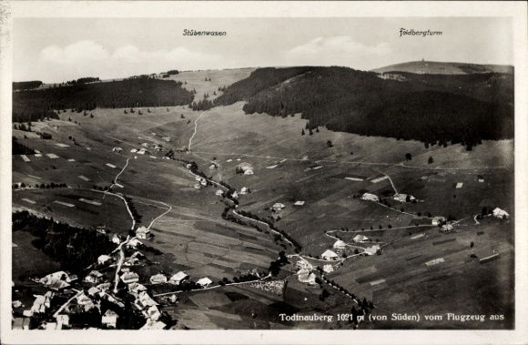 Postcard Todtnauberg Todtnau in the Black Forest, aerial photograph, Feldberg Tower, Stübenwasen