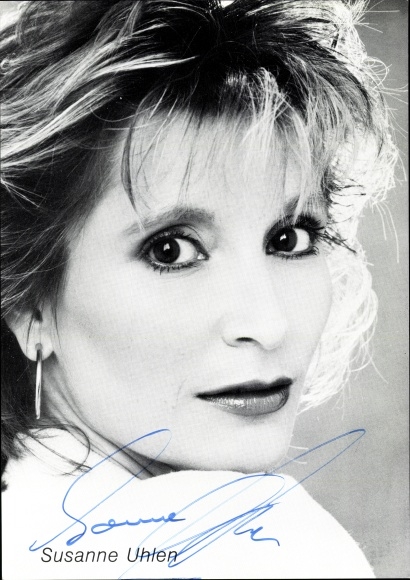 Postcard actress Susanne Uhlen, portrait, autograph
