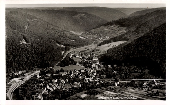 Postcard Unterreichenbach in the Black Forest, aerial photograph