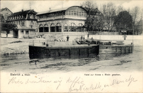 Ak Biebrich am Rhein Wiesbaden, Hotel zur Krone