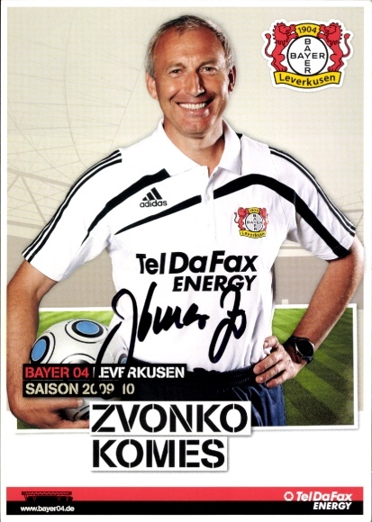 Autogrammkarte Athletiktrainer Zvonko Komes, Bayer 04 Leverkusen, Autogramm