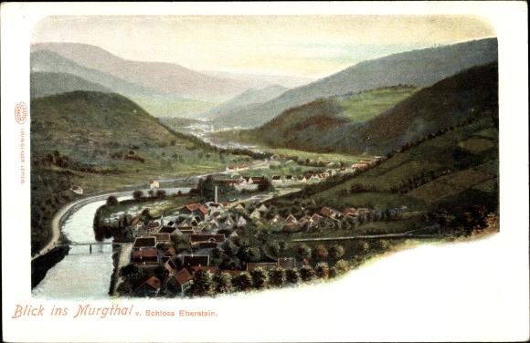 Ak Obertsrot Gernsbach in de Murg-vallei Baden-Württemberg, uitzicht vanaf kasteel Eberstein