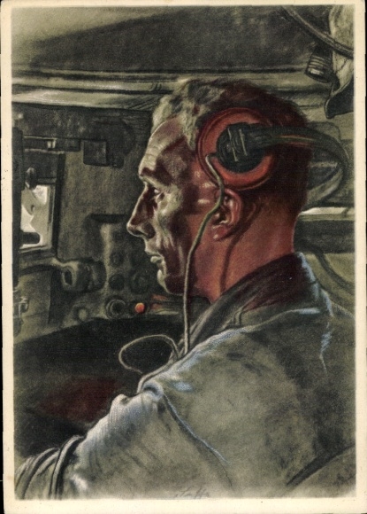 Artist Postcard Willrich, Wolfgang, tank driver, Wehrmacht, VDA