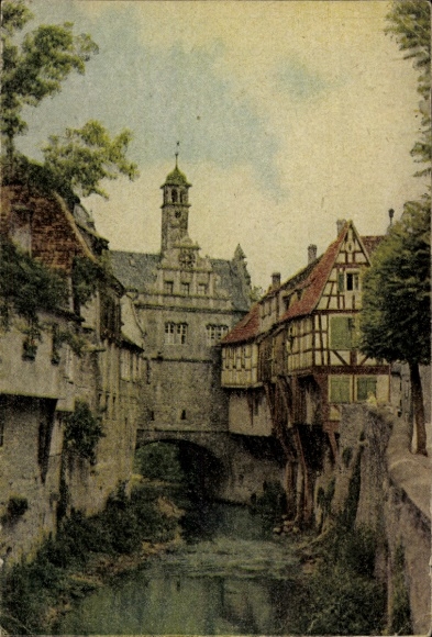 Postcard Marktbreit am Main Lower Franconia, half-timbered houses, river, bridge, church, historical architecture...