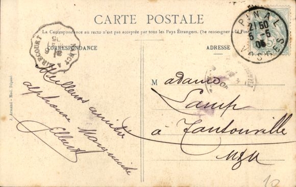 Letters Postcard Épinal Lorraine Vosges, partial views