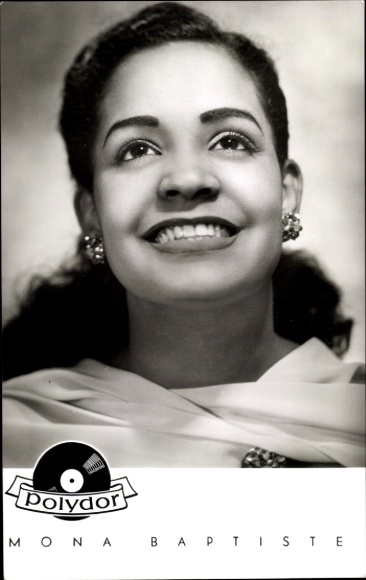 Postcard singer and actress Mona Baptiste, portrait, Polydor records