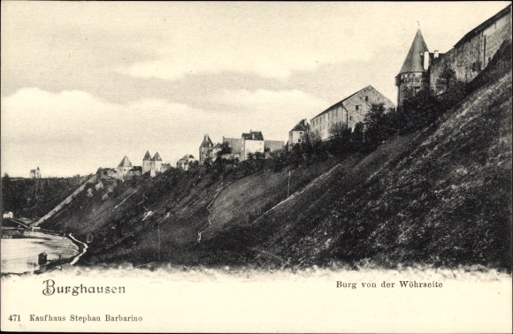 Postcard Burghausen an der Salzach Bavaria, castle from the Wöhr side