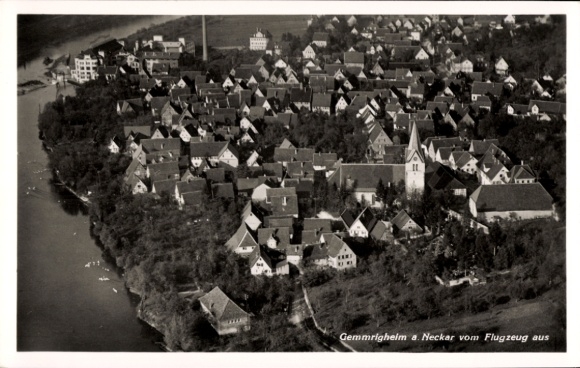 Postcard Gemmrigheim am Neckar, aerial photograph