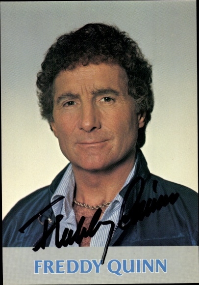 Postcard singer and actor Freddy Quinn, portrait, autograph