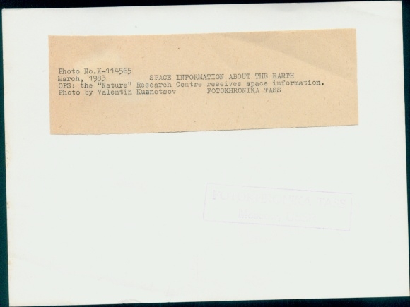 Photo Soviet space travel, information about the Earth from space, Natural Research Center, 1983