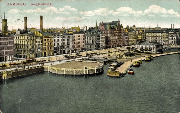 Postcard Hamburg Mitte Neustadt, Jungfernstieg