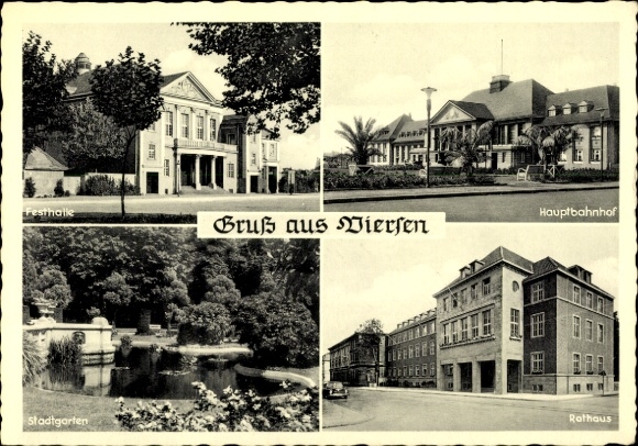 Postcard Viersen in North Rhine-Westphalia, Festhalle, Main Station, City Garden, Town Hall, Greetings from Vie...