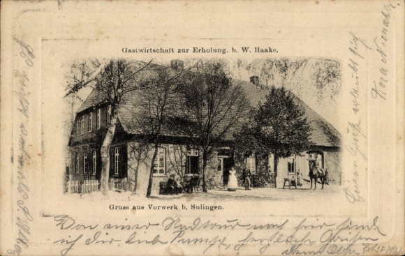 Reliëf passe-partout Ak Vorwerk Sulingen in Nedersaksen, restaurant voor ontspanning