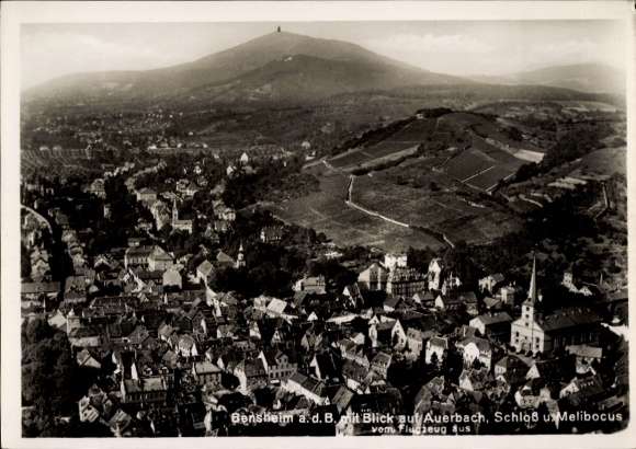 Postcard Bensheim on the Bergstraße Hessen, aerial photograph