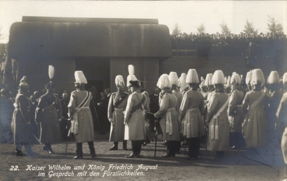 Ak Leipzig, Kaiser Wilhelm, König Friedrich August, Fürstlichkeilen, Einweihung Völkerschlachtden