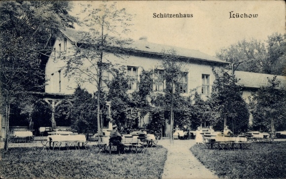 Postcard Lüchow in Wendland, Schützenhaus, garden with tables and chairs, quiet surroundings