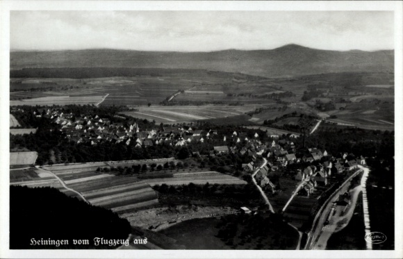 Postcard Heiningen in the Swabian Alb, aerial photograph