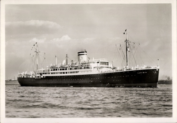 Postcard steamship Caribia, twin-screw motor ship, HAPAG, Hans Hartz