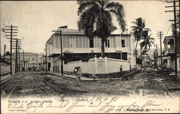 Postcard Ponce San Juan Puerto Rico, Marina Street