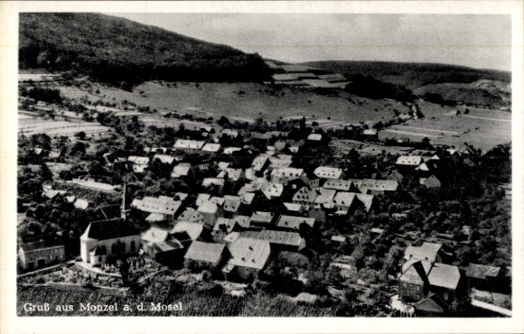 Ak Monzel an der Mosel, Fliegeraufnahme