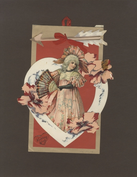 Wafer / Valentine greeting card young girl, heart, flowers, approx. 23 x18 cm