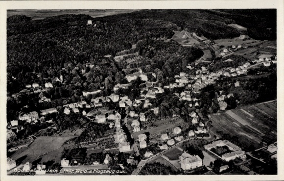 Postcard Bad Liebenstein in the Thuringian Forest, aerial photograph
