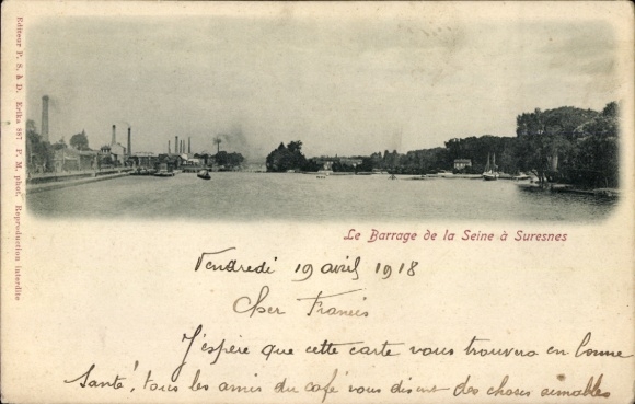 Ak Suresnes Hauts de Seine, Mont Valérien, Barrage de la Seine, Industrie, Flusslandschaft,  