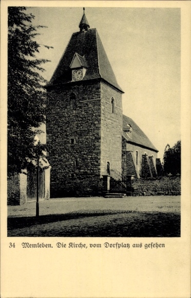 Ak Memleben Kaiserpfalz, Kirche vom Dorfplatz gesehen