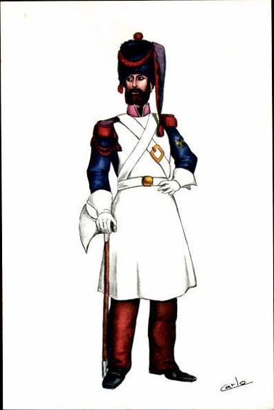 17 alte Ak mit Beiheft Uniformen des spanischen Militärs