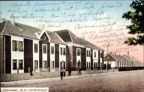 Postcard Kiskunhalas Hungary, police barracks
