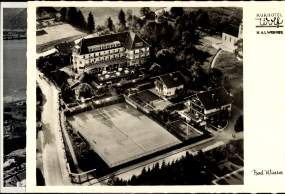 Postcard Bad Wiessee in Upper Bavaria, aerial photograph, hotel