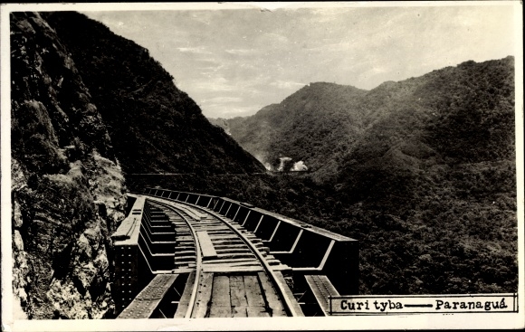 Photo Postcard Curitiba Brazil, Paranagua, railway line, bridge
