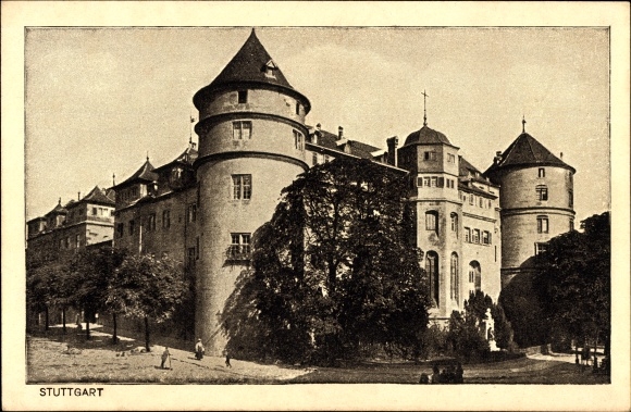 Ansichtkaart Stuttgart in Württemberg, oud kasteel