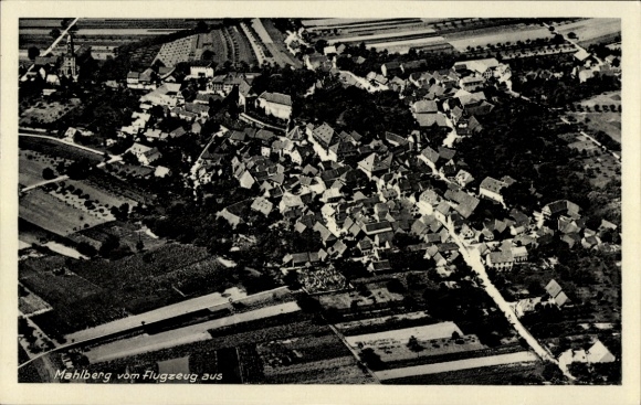 Postcard Mahlberg, aerial photograph