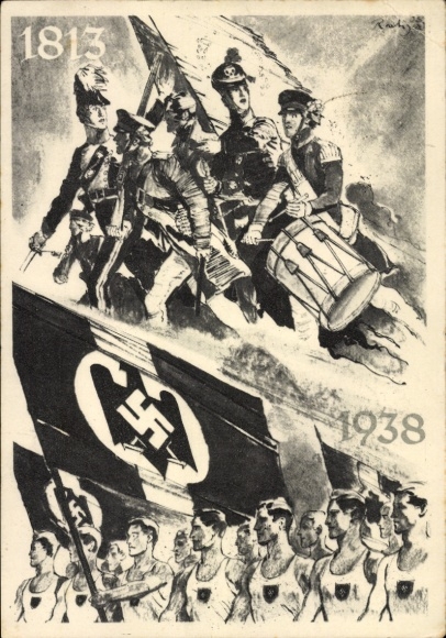 Künstler Ak Deutsches Turn und Sportfest Breslau 1938, Trommler 1813